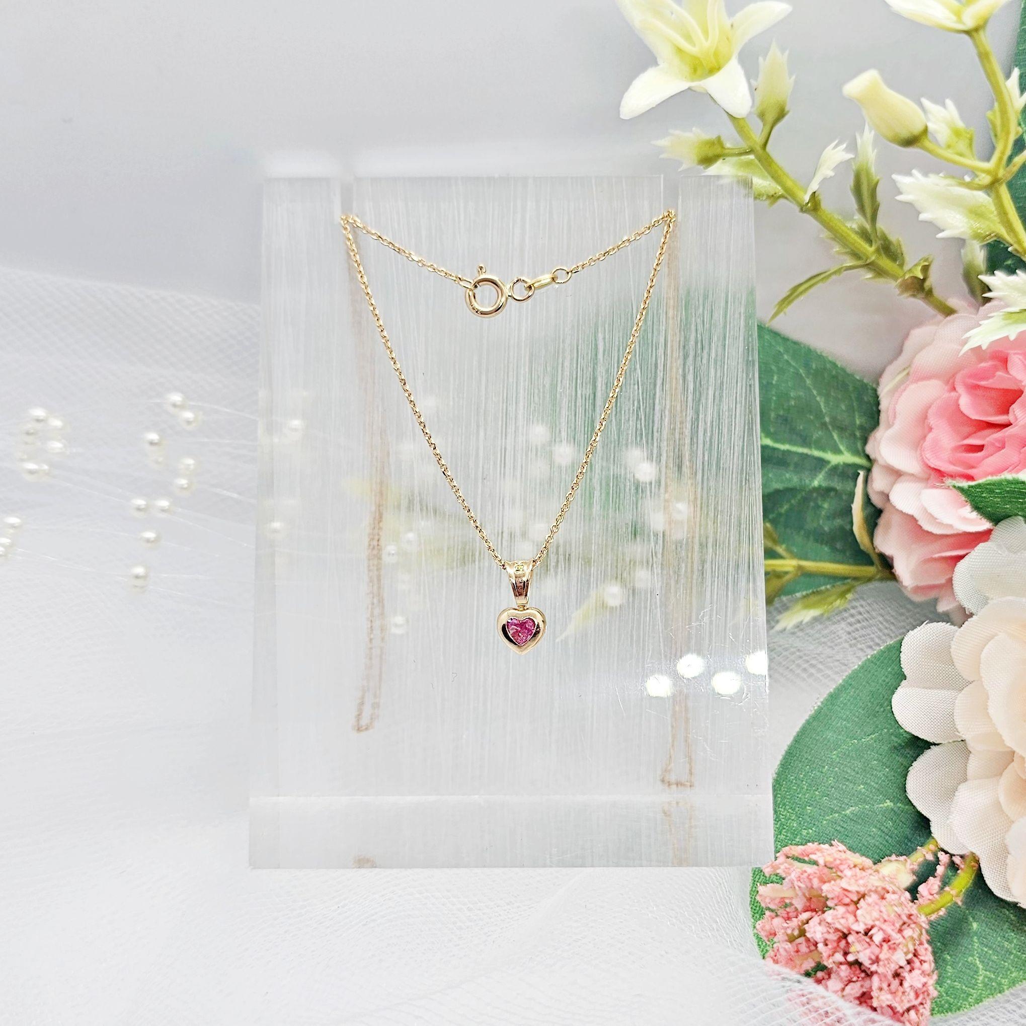 Cadena Eslabones Punto De Luz Corazón Oro 18k 50cm-1