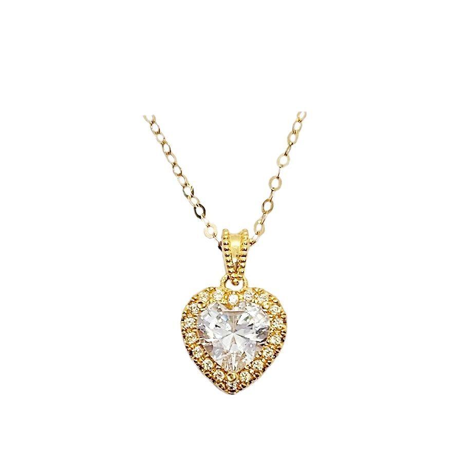 Cadena Eslabones Oro Amarillo 18k Colgante Corazón Brillitos-0