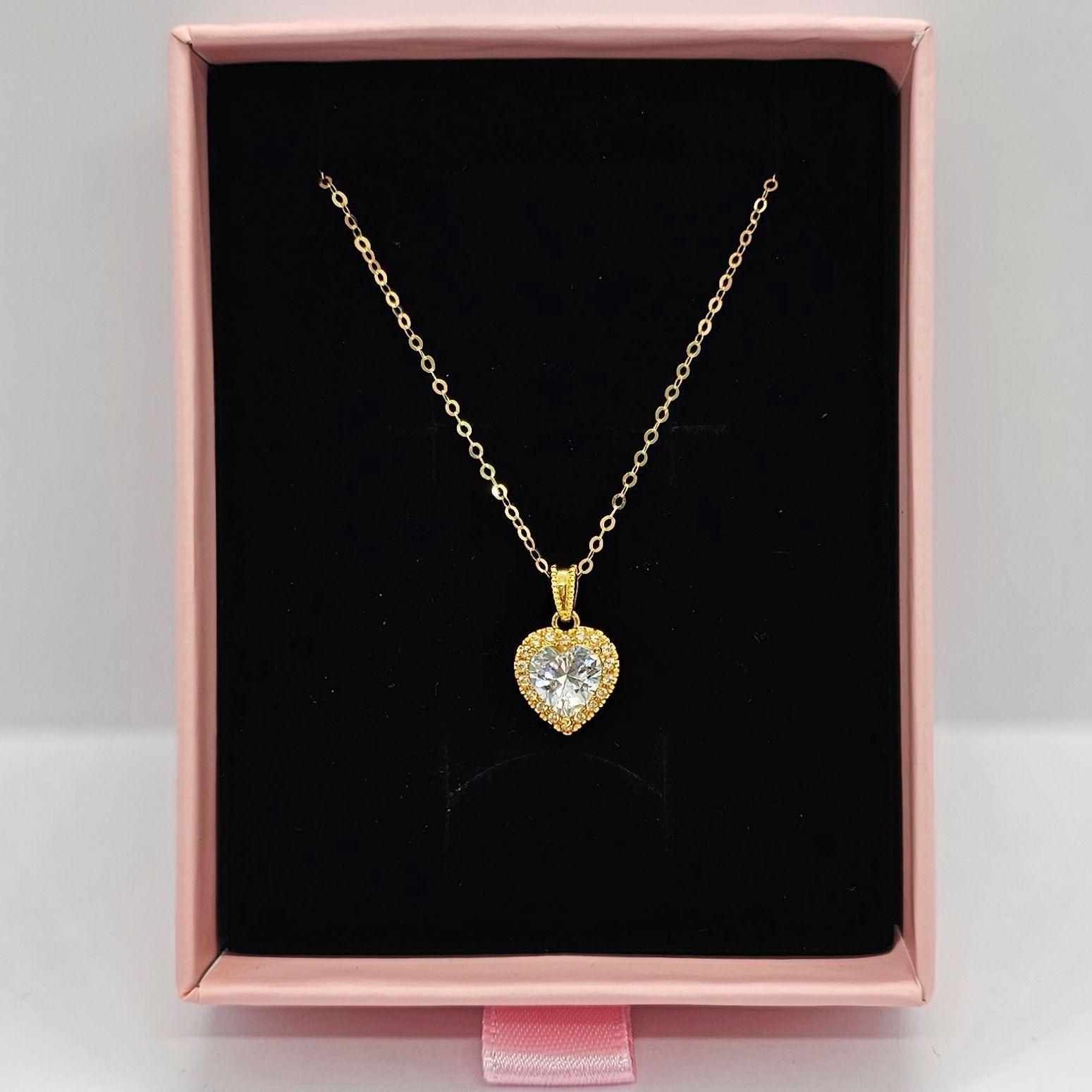 Cadena Eslabones Oro Amarillo 18k Colgante Corazón Brillitos-1