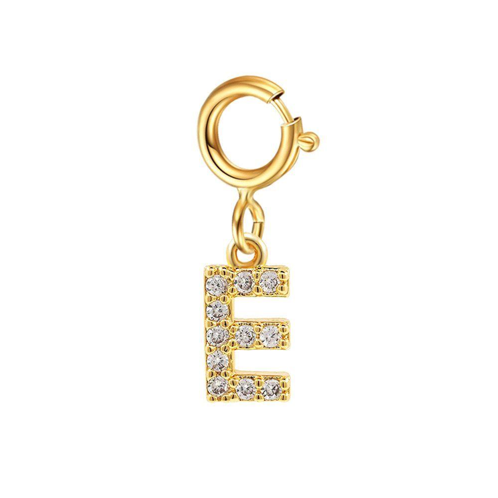 Colgante Charm Letras Inicial E Full Diamante 18 Kilates-0