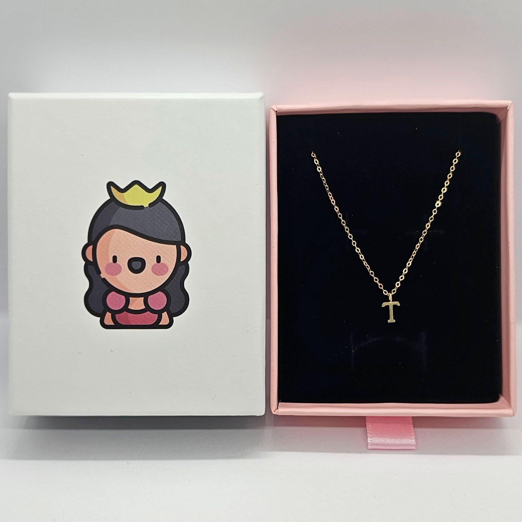 CADENA ESLABONES ORO 18K COLGANTE LETRA INICIAL T 18K-2