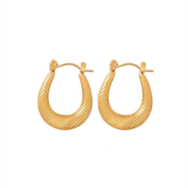 Aros Baño Oro 18k Argollas Bote Rayas-0
