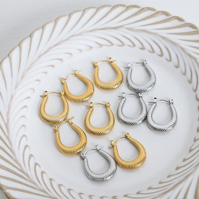 Aros Baño Oro 18k Argollas Bote Rayas-1