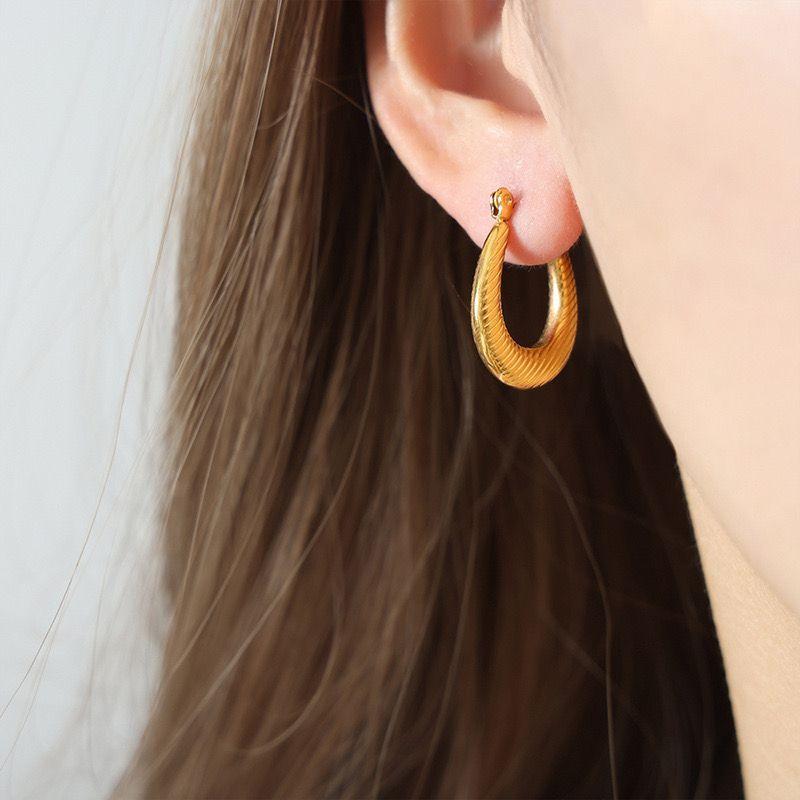Aros Baño Oro 18k Argollas Bote Rayas-2