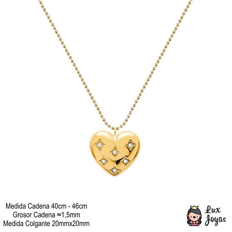 Collar Baño Oro 18 Kilates Corazón L Circones-4