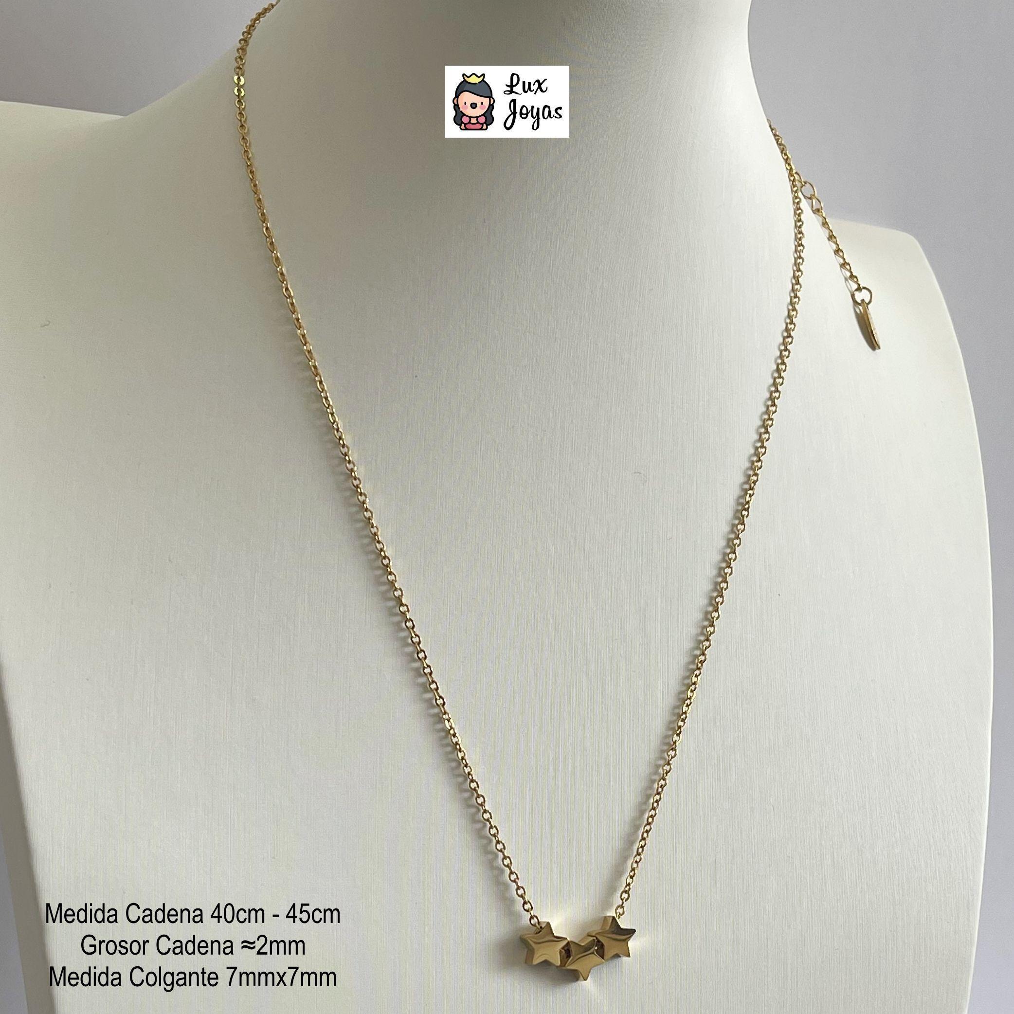 Collar Baño De Oro Amarillo 18k 3 Estrellas-4