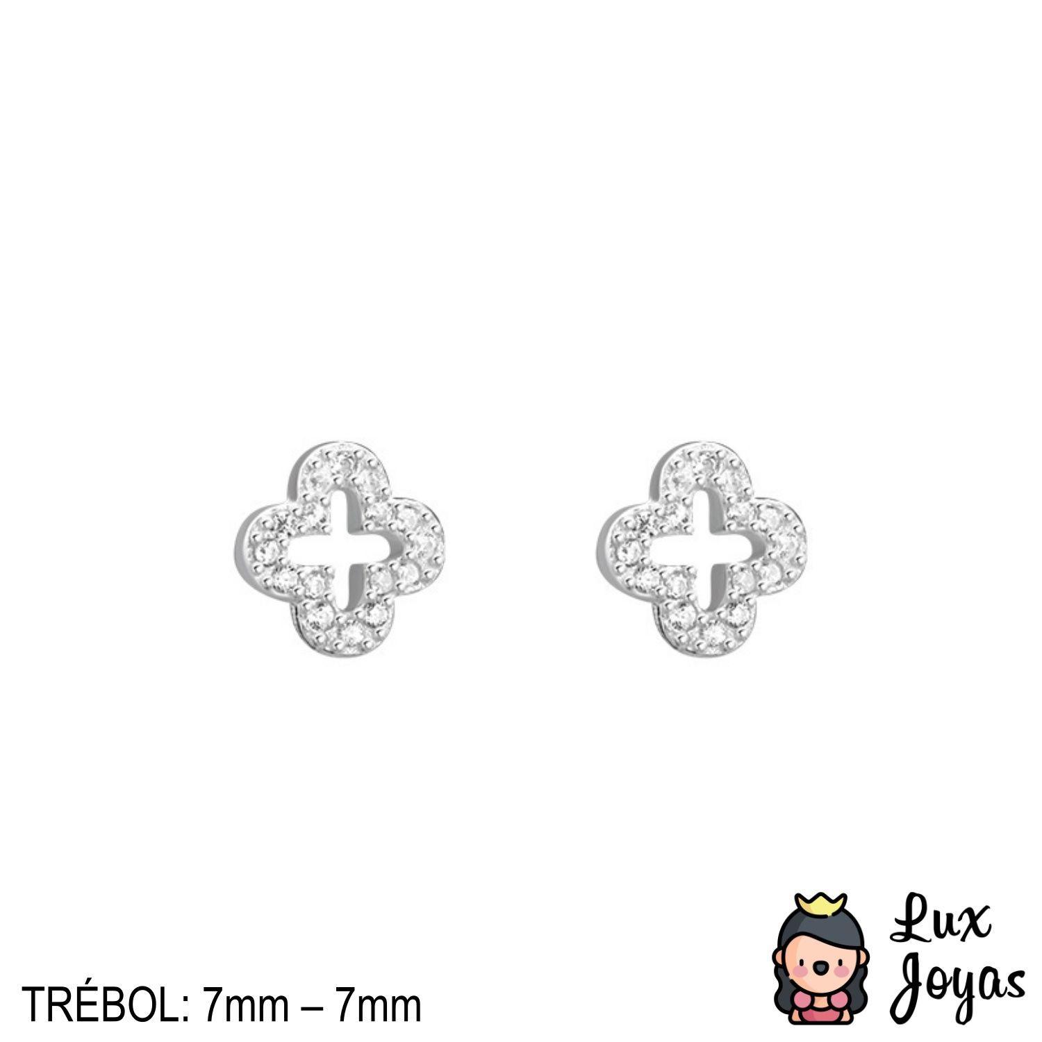 Aros Plata 925 Trébol Brillitos-2