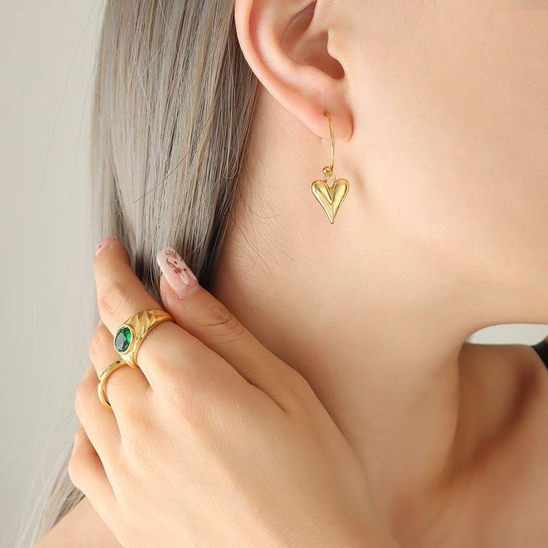 Aros Baño Oro Amarillo 18k Argollas Tornillo Corazón-3