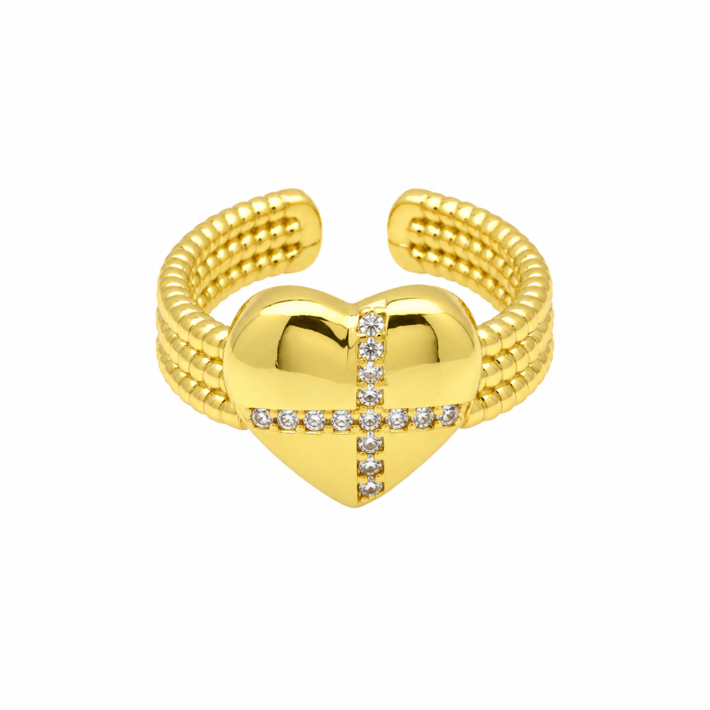 ANILLO ENCHAPADO ORO CORAZÓN GIFT -0