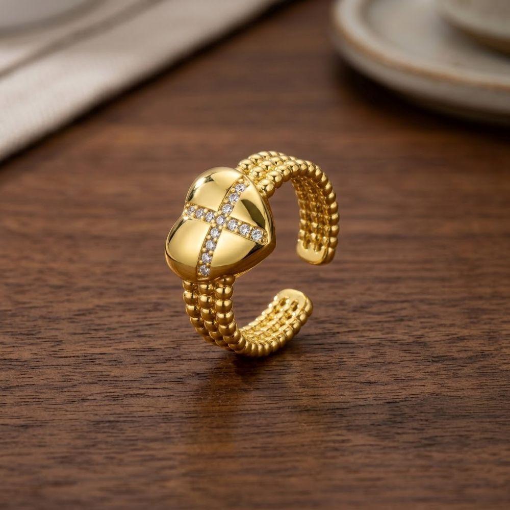 ANILLO ENCHAPADO ORO CORAZÓN GIFT -2