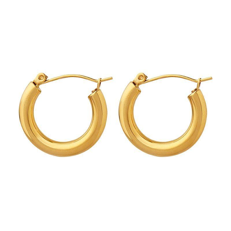 Aros Baño Oro 18k Botes Tubo Redondo-0