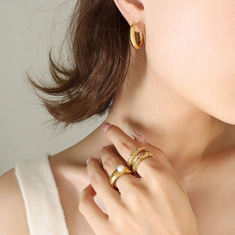 Aros Baño Oro 18k Botes Tubo Redondo-2