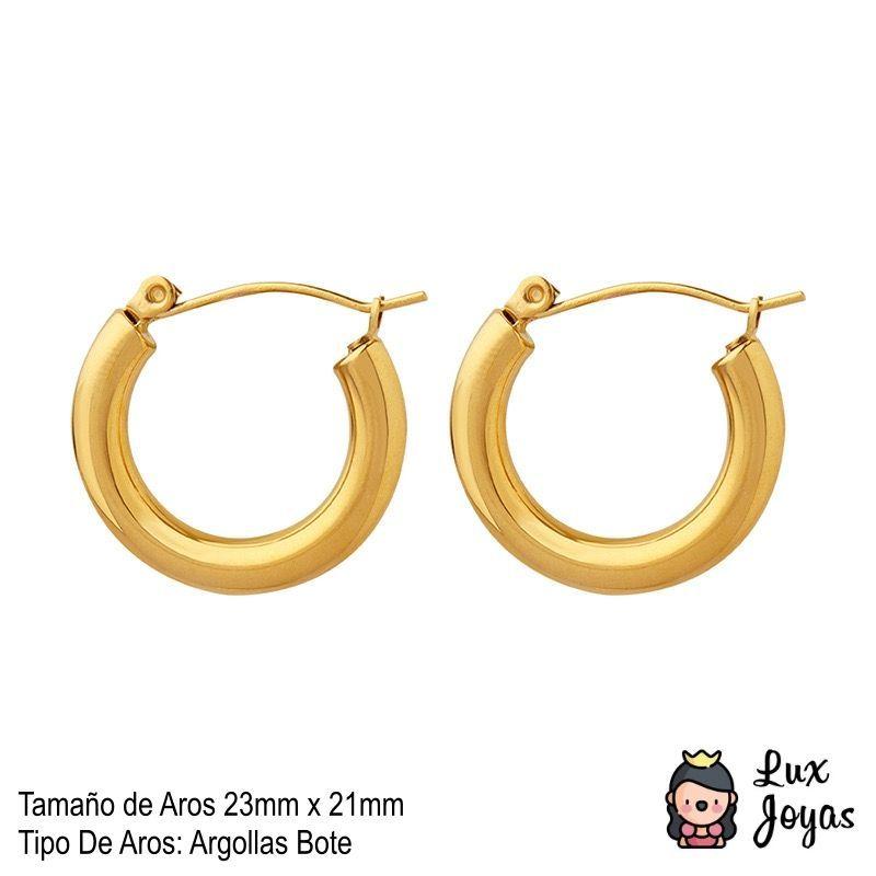 Aros Baño Oro 18k Botes Tubo Redondo-3