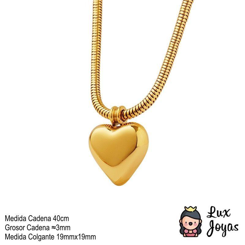 Collar Baño Oro 18k Cola De Topo Corazón L-3