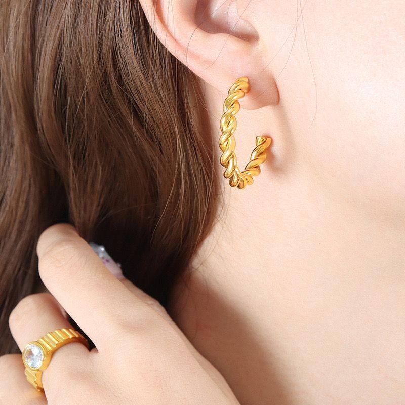 Aros Baño Oro 18k Argollas Entorchados L-2