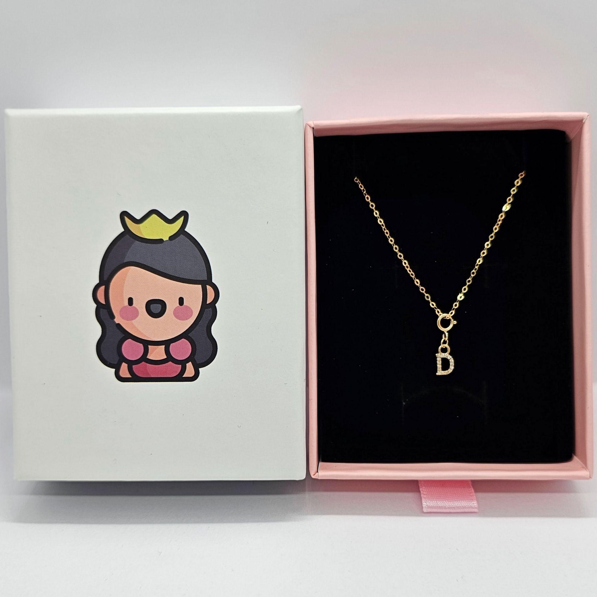Cadena Eslabones Oro Amarillo 18k Charm Letras Inicial D Full Diamante-3