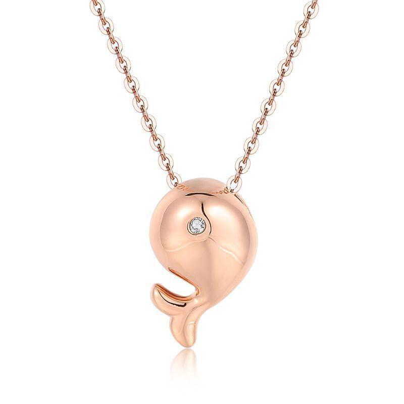 CADENA ESLABONES ORO ROSADO 18K COLGANTE DELFÍN DIAMANTE 1P-0