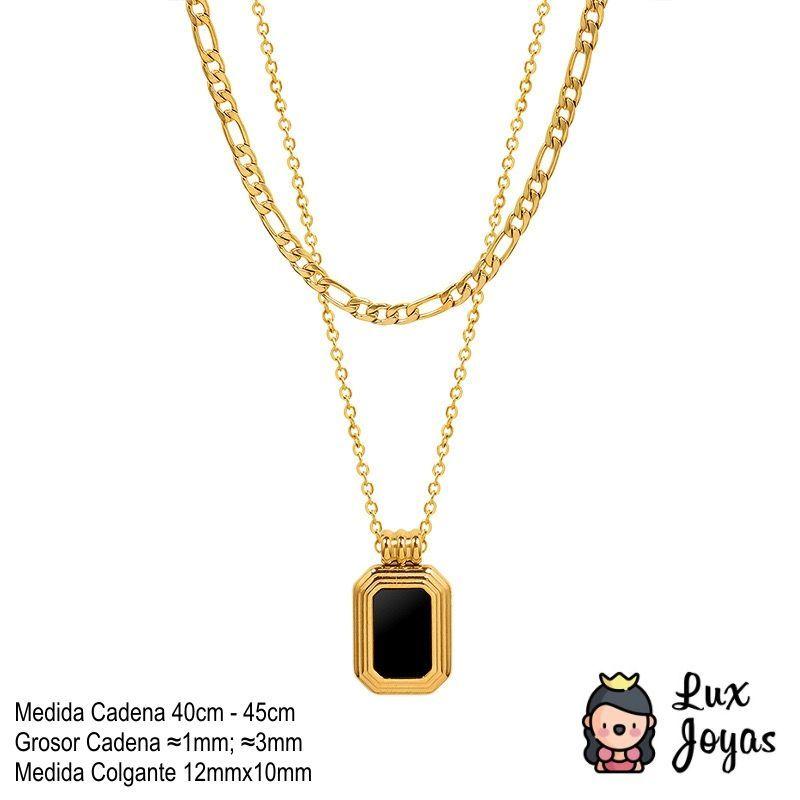 Collar Baño Oro Amarillo 18k Doble Cartier Placa-4