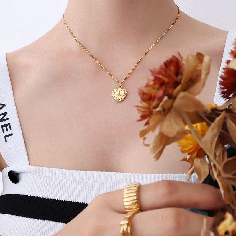 Collar Baño De Oro Amarillo 18k Corazón Dis Cruz-2