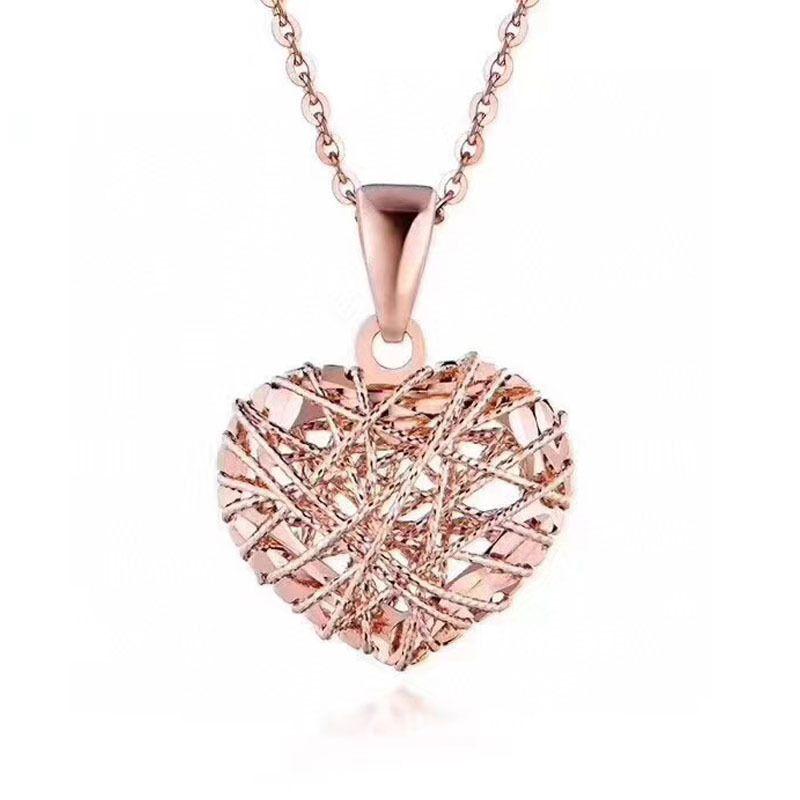 CADENA ESLABONES ORO ROSADO 18K COLGANTE CORAZÓN ENREDADO 18K-0