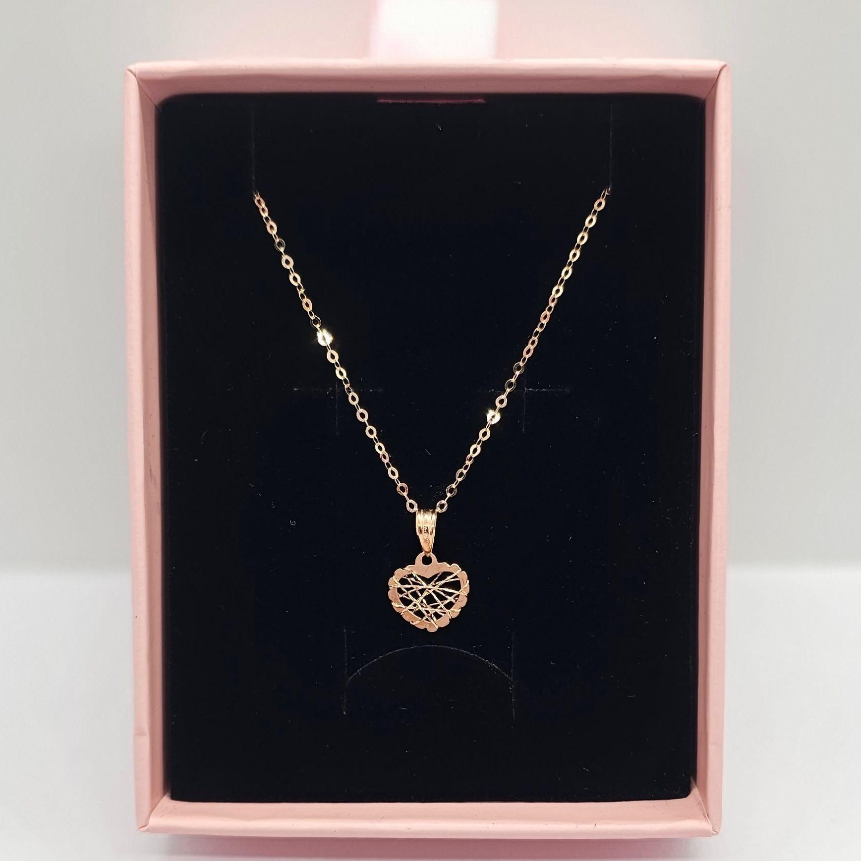 CADENA ESLABONES ORO ROSADO 18K COLGANTE CORAZÓN ENREDADO 18K-3