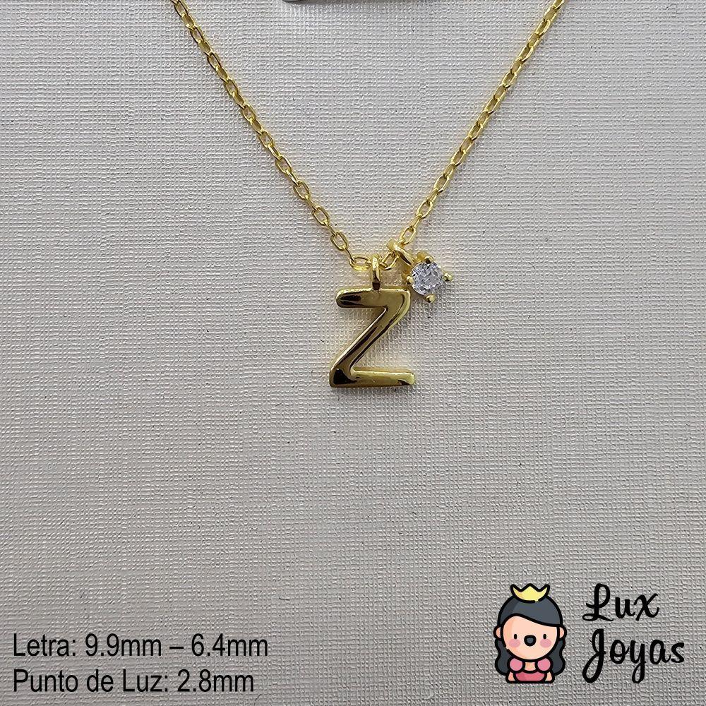 Collar Plata 925 Letra Z Inicial Punto Luz-2