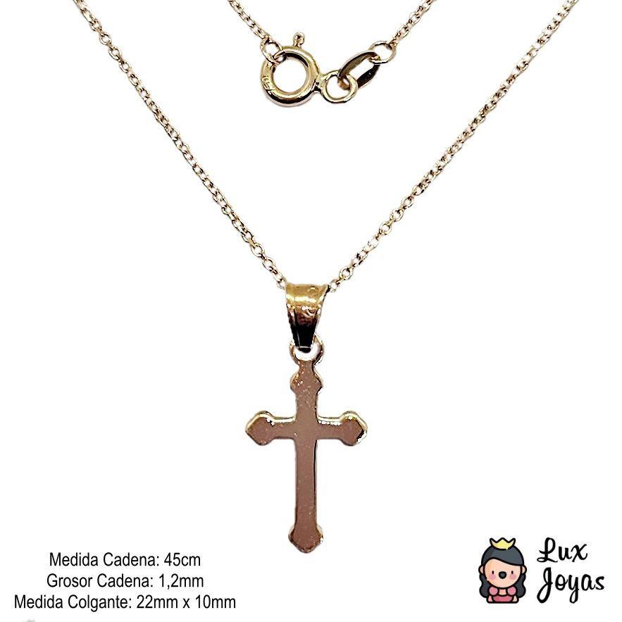 Cadena Eslabones Cruz Lisa Oro 18k 45cm-2