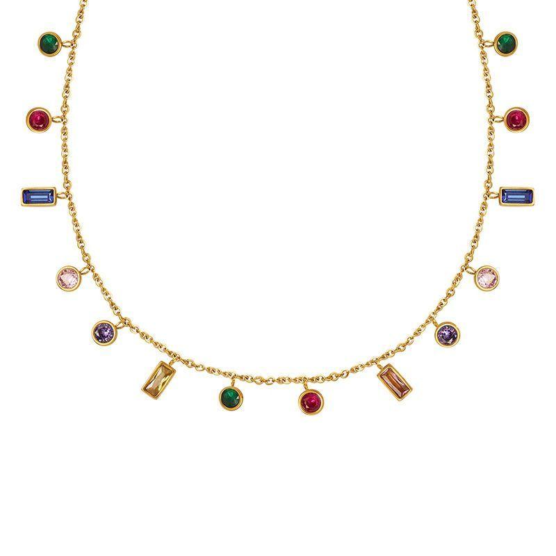 Collar Baño Oro Amarillo 18 Kilates Circones Formas Colores-0