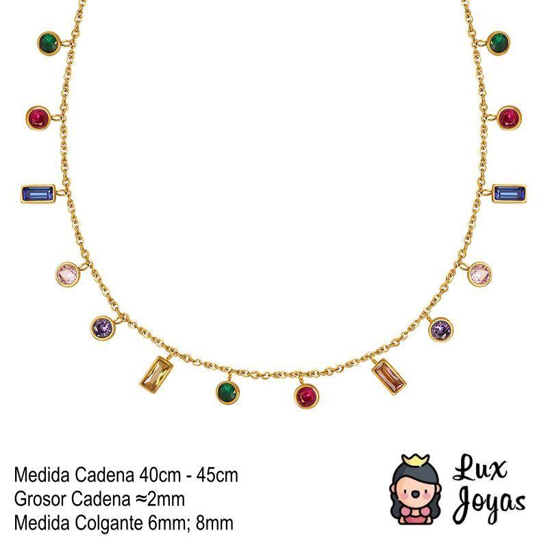 Collar Baño Oro Amarillo 18 Kilates Circones Formas Colores-4