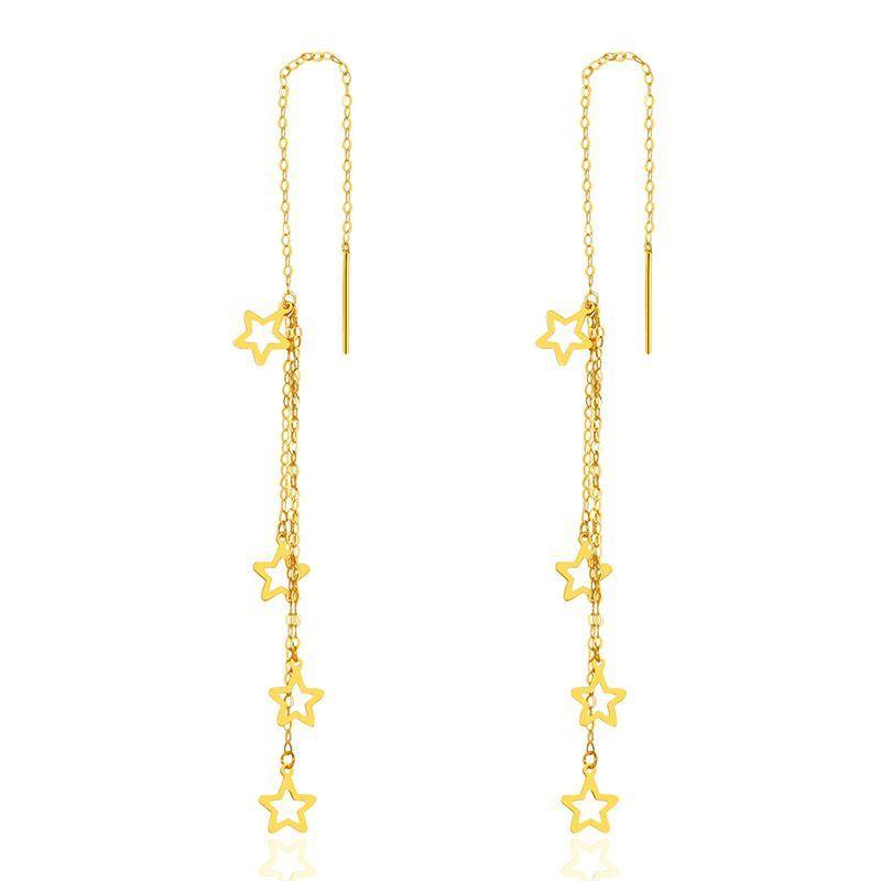 AROS LARGOS CADENA 4 ESTRELLAS ORO AMARILLO 18K-0
