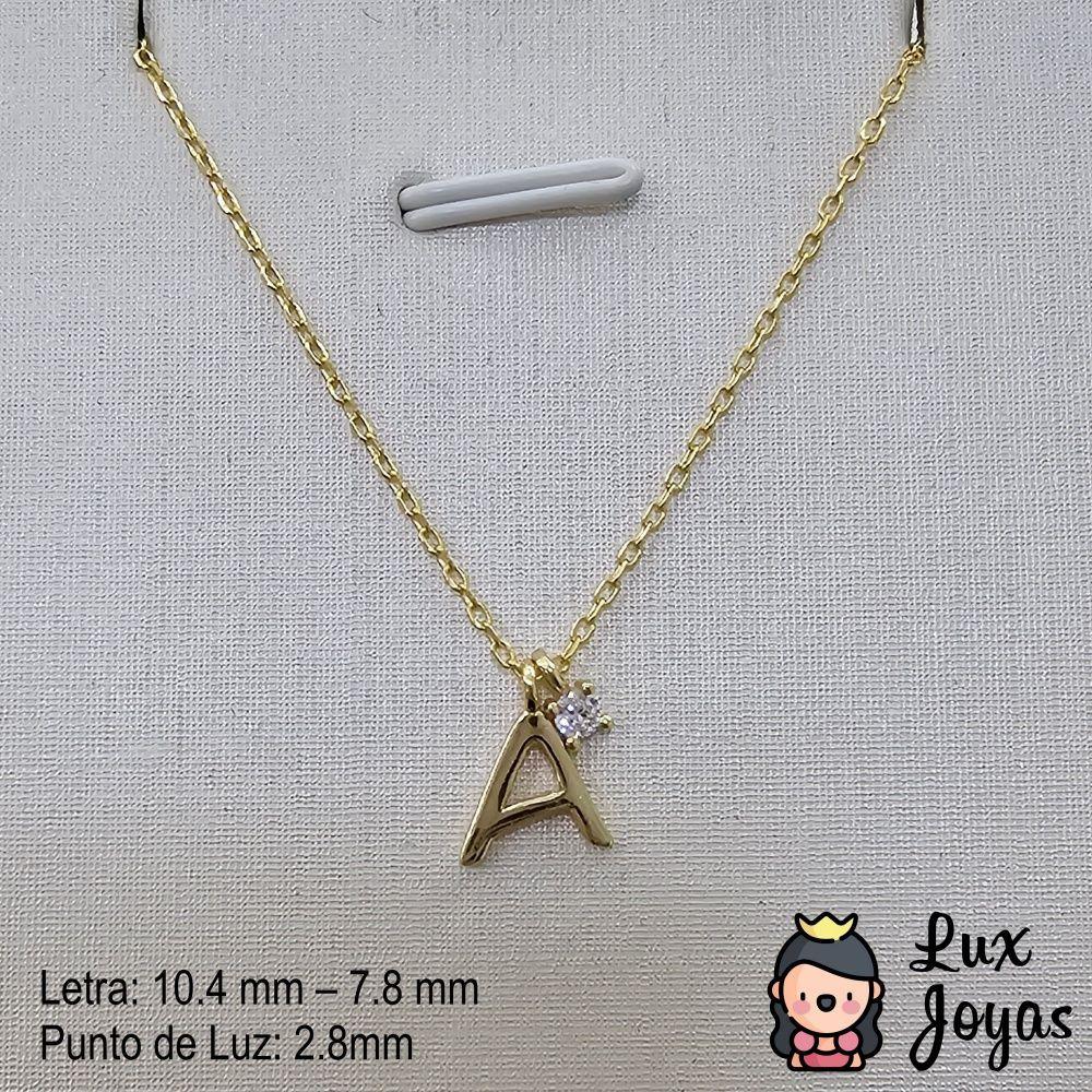 Collar Plata 925 Letra A Inicial Punto Luz-2