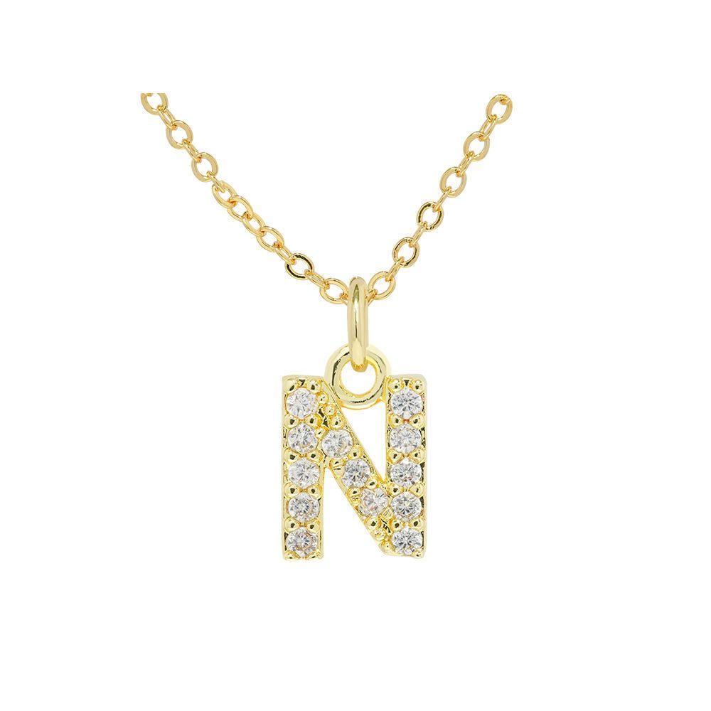 Collar Baño Oro 18k Letra Inicial Brillitos N-2