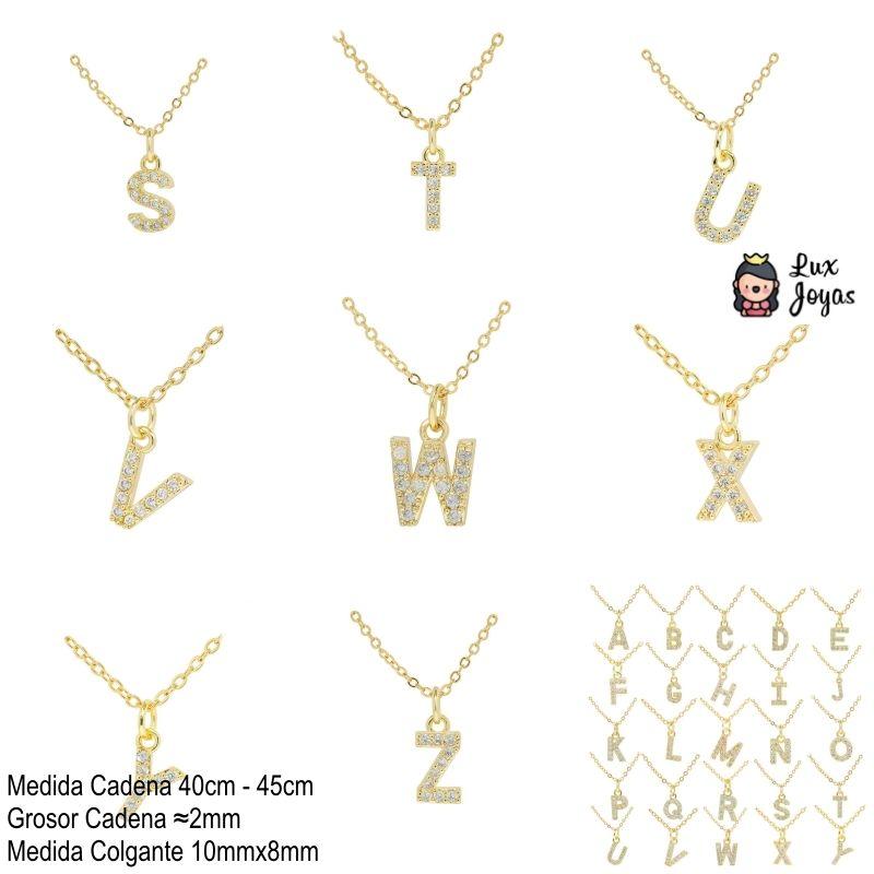 Collar Baño Oro 18k Letra Inicial Brillitos N-6