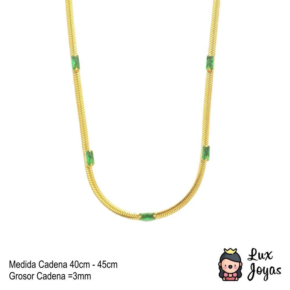 Collar Baño Oro Amarillo 18 kilates Cintillo Circones Esmeralda-4