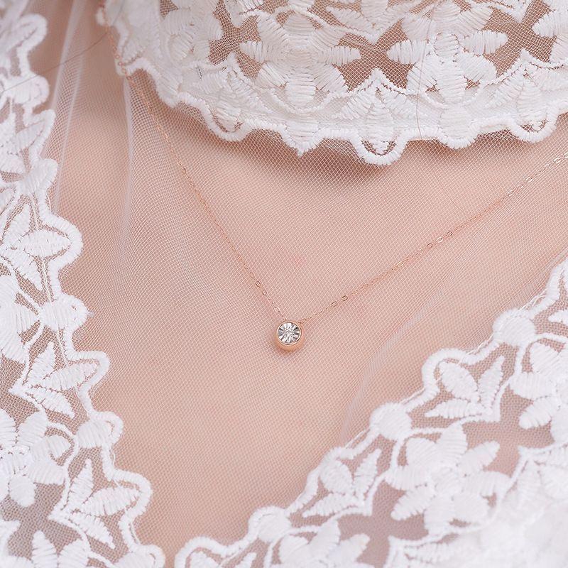 CADENA ESLABONES ORO ROSADO 18K COLGANTE PUNTO DE LUZ DIAMANTE 1P-4