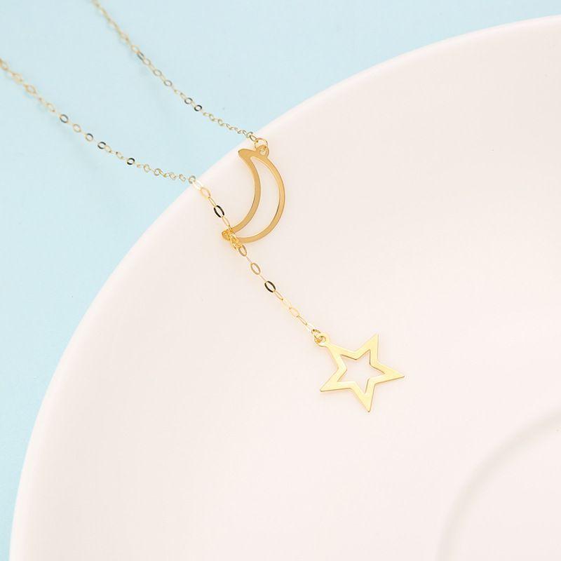 CADENA ESLABONES ORO AMARILLO 18K COLGANTE LUNA ESTRELLA 18K-1