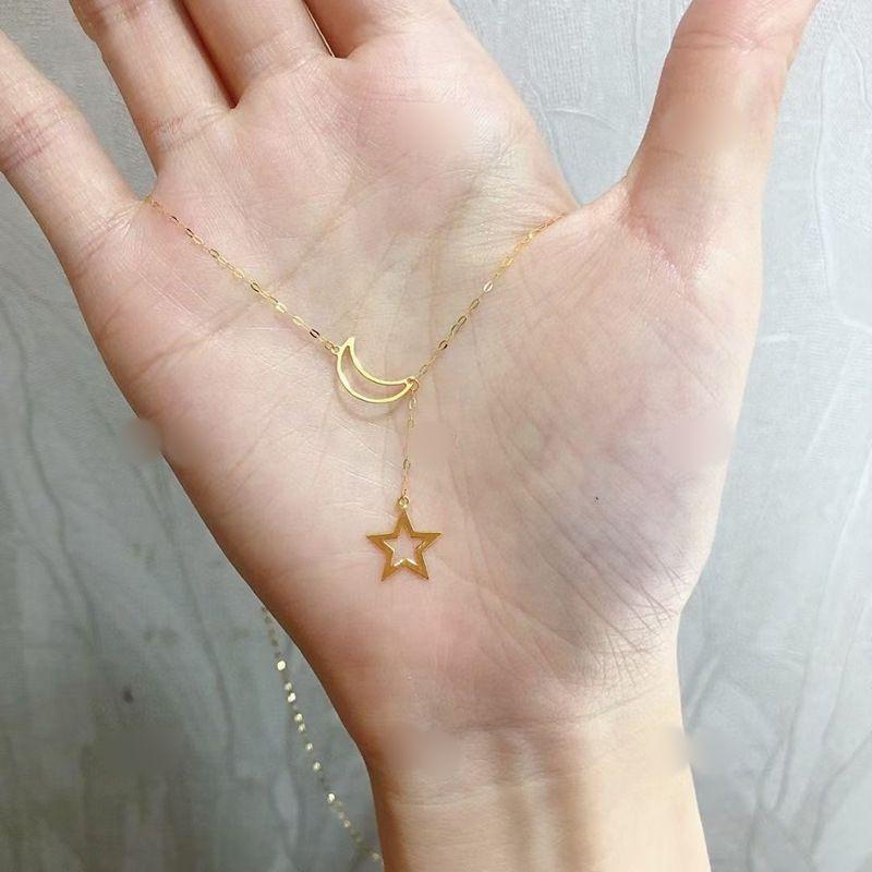 CADENA ESLABONES ORO AMARILLO 18K COLGANTE LUNA ESTRELLA 18K-3