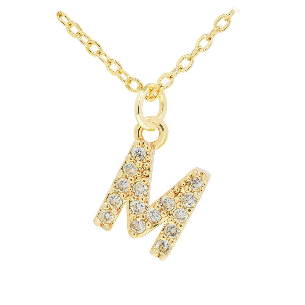 Collar Baño Oro 18k Letra Inicial Brillitos M-2