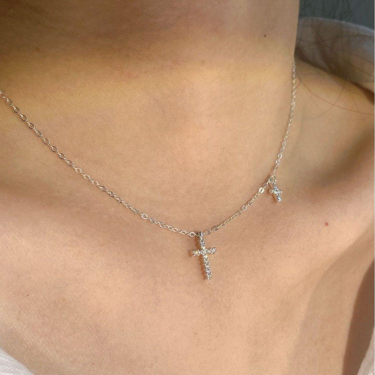 Collar Plata 925 Cruz X2-1