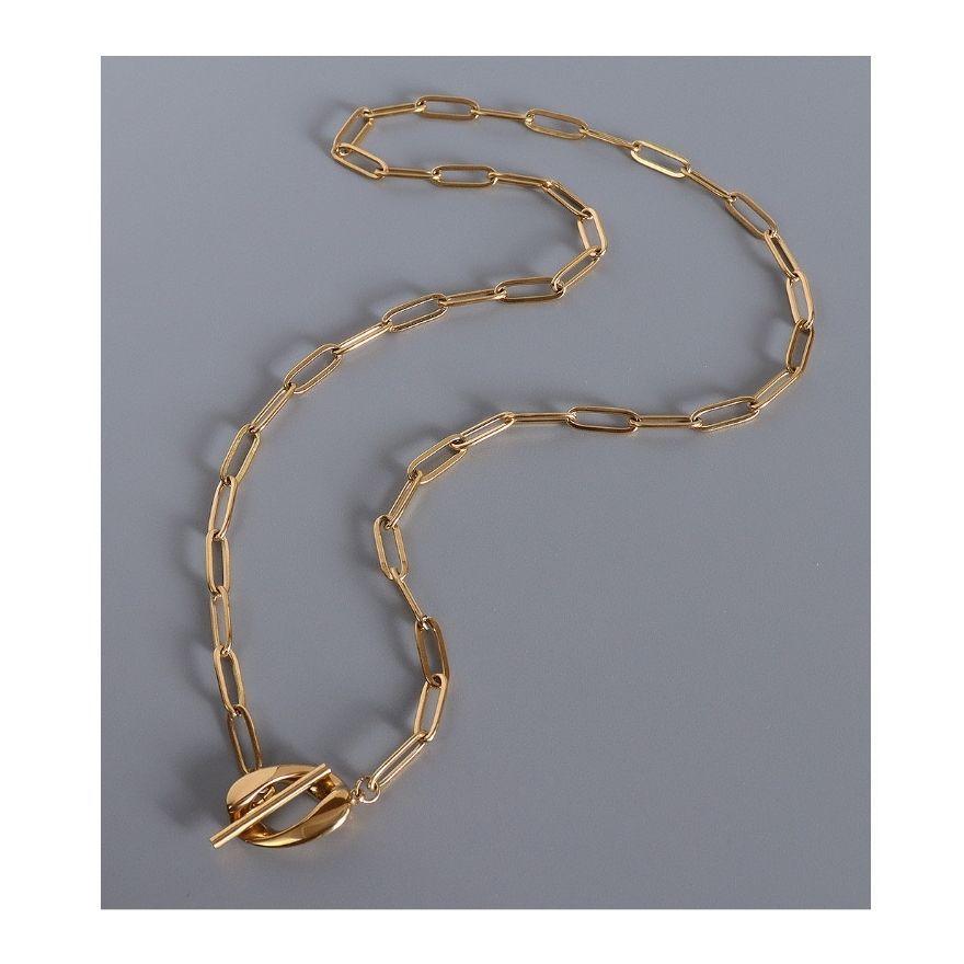 Collar Baño Oro Amarillo 18k Eslabones Largo Broche OT-2