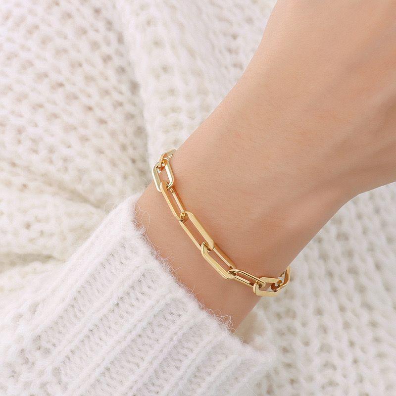 Pulsera Baño Oro 18k Eslabones L Largo Gru-1