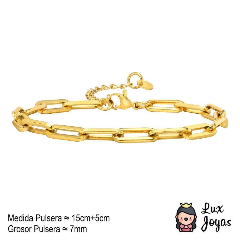 Pulsera Baño Oro 18k Eslabones L Largo Gru-2
