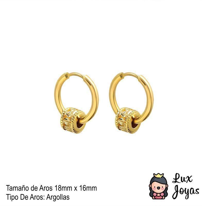 Aros Baño Oro Amarillo 18k Argollas Rueda Circones-3
