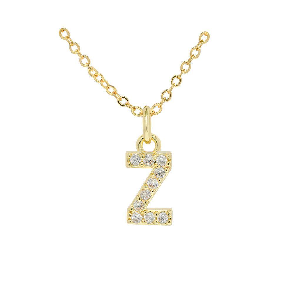 Collar Baño Oro 18k Letra Inicial Brillitos Z-2