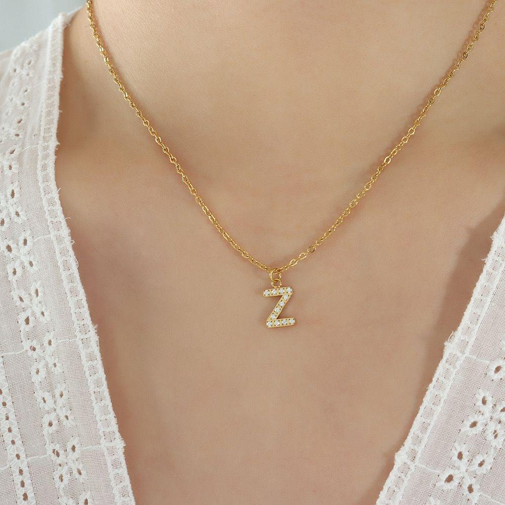 Collar Baño Oro 18k Letra Inicial Brillitos Z-3