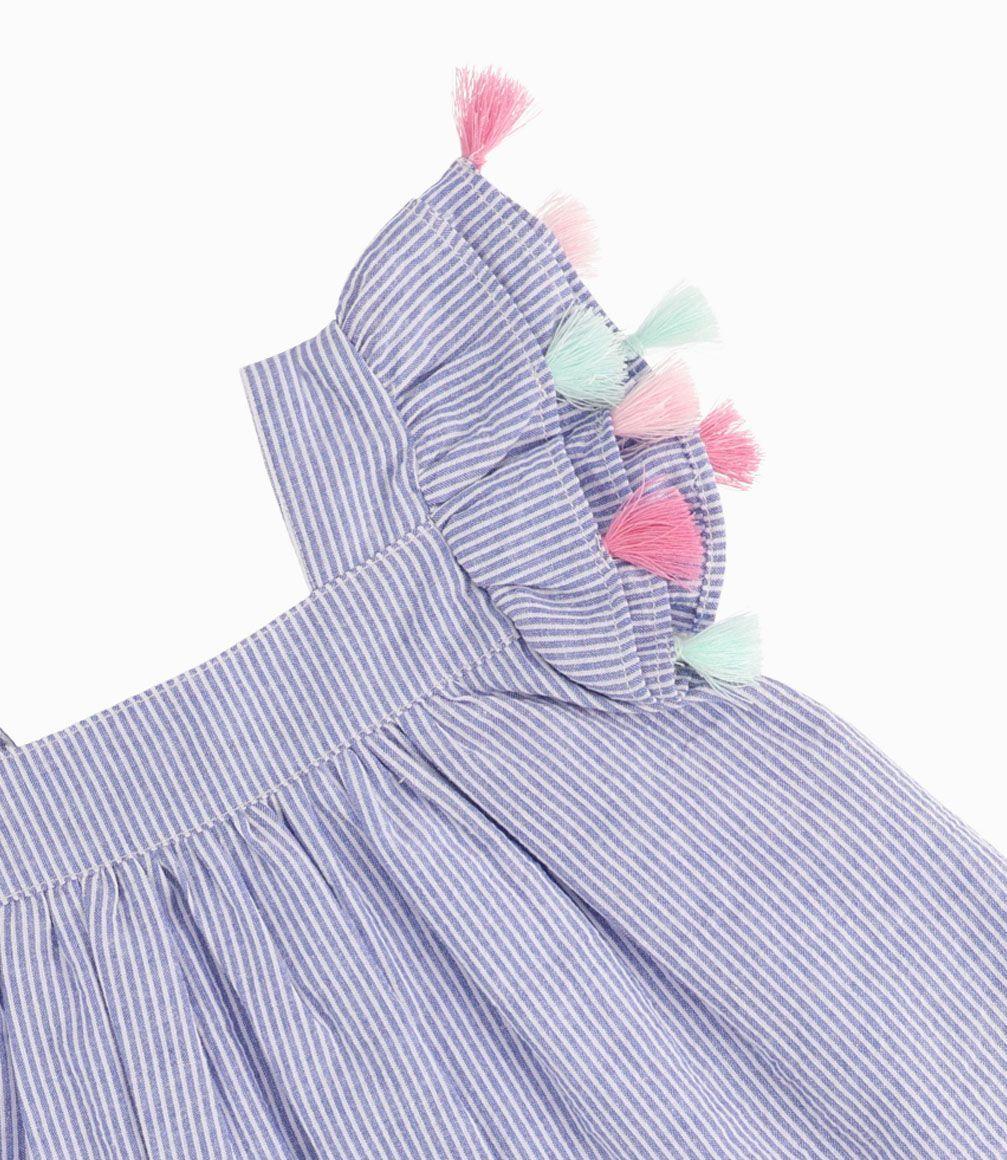 Vestido Con Pompones Bebé Niña Denim Azul 4 Kids-1