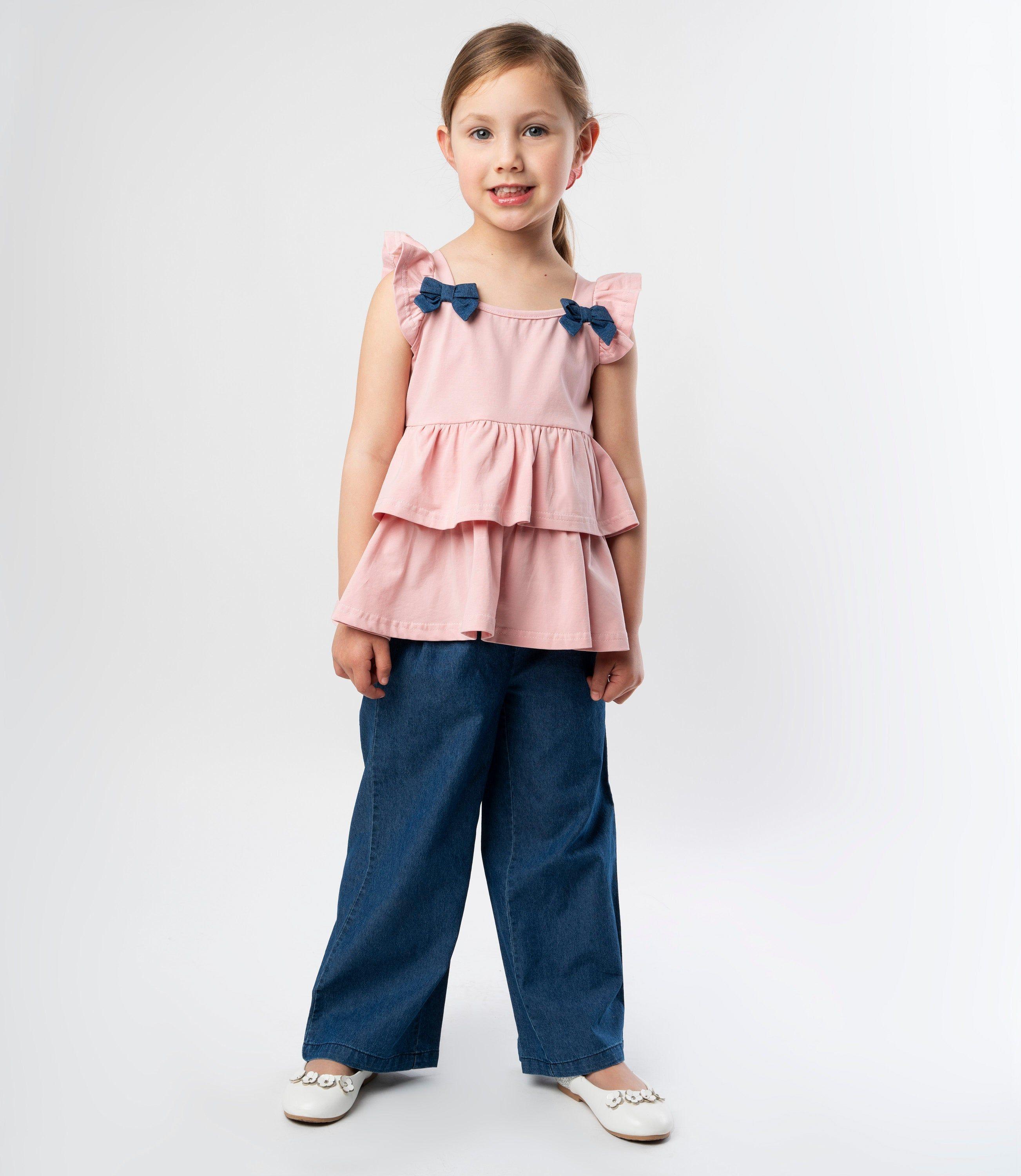 Conjunto niña de top y pantalon palo rosa Limonada-0