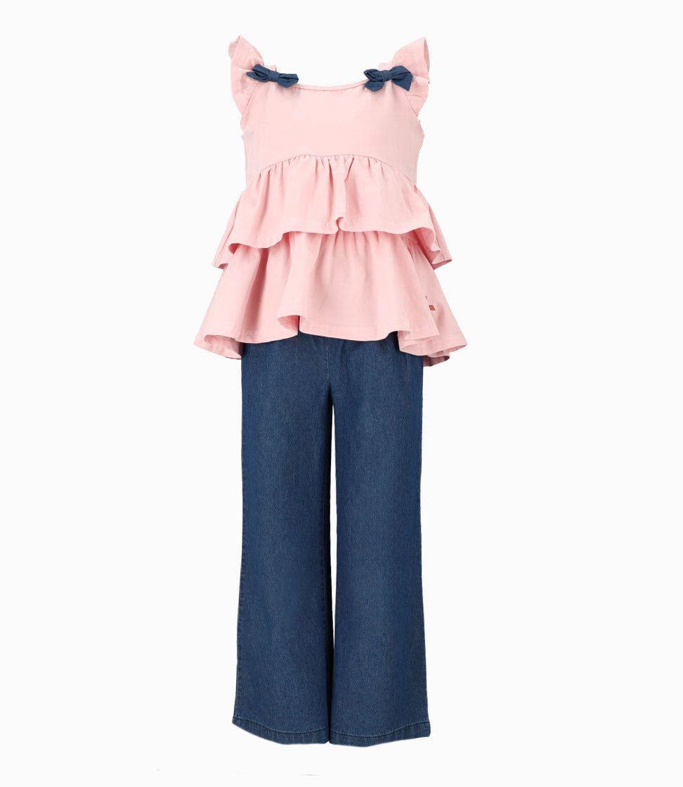 Conjunto niña de top y pantalon palo rosa Limonada-1