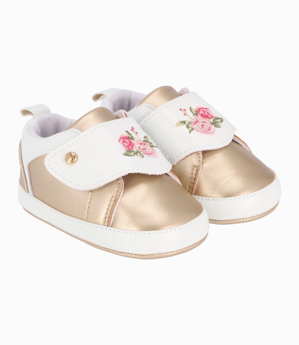 Zapatilla Con Tira Ajustable Recién Nacida Dorado Limonada-0