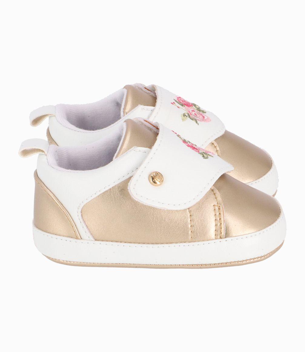 Zapatilla Con Tira Ajustable Recién Nacida Dorado Limonada-1